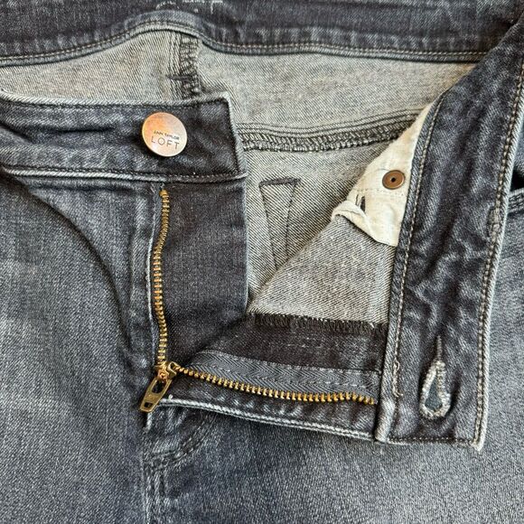 Ann Taylor LOFT Women's Slim Straight Leg Jeans Dark Blue Denim 32 Stretchy Zip - Picture 5 of 11